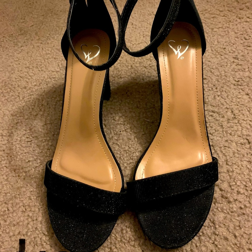 Black glitter heels